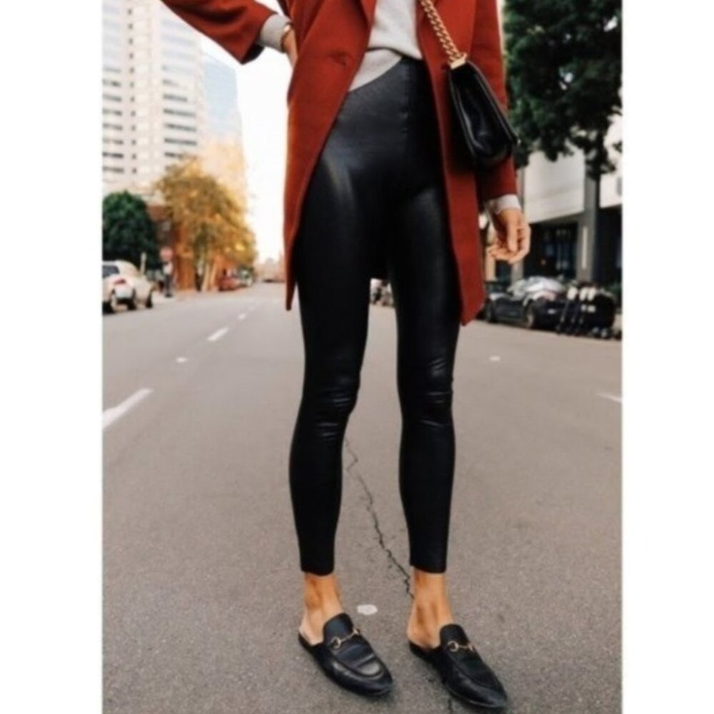 Commando Perfect Control High Rise Faux Leather Leggings in Black Women's M